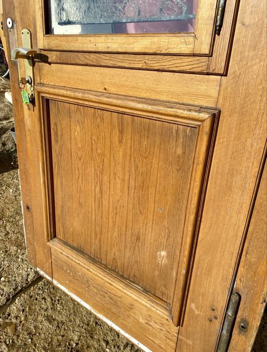 Usa intrare casa antica lemn masiv termopan fier forjat H 240 x L 120 Germania