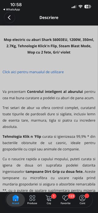 Mop cu aburi shark