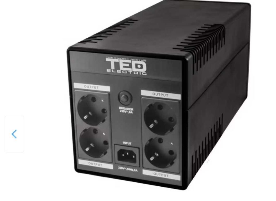 UPS Line Interactive TED 1600 VA - 900 W display LCD, 4x Schuko