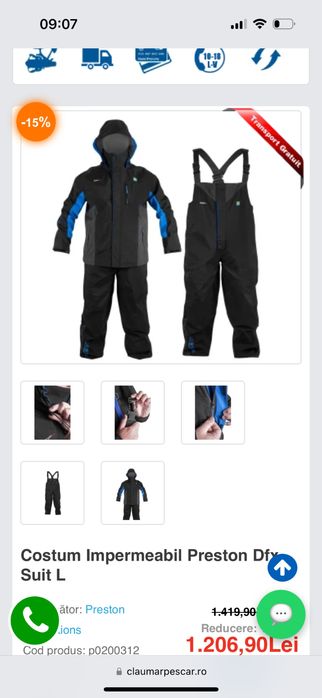 Costum pescuit Preston DFX impermeabil / nou cu eticheta