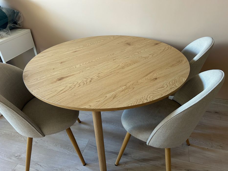 Кухненска маса, кръгла, цвят натурален дъб