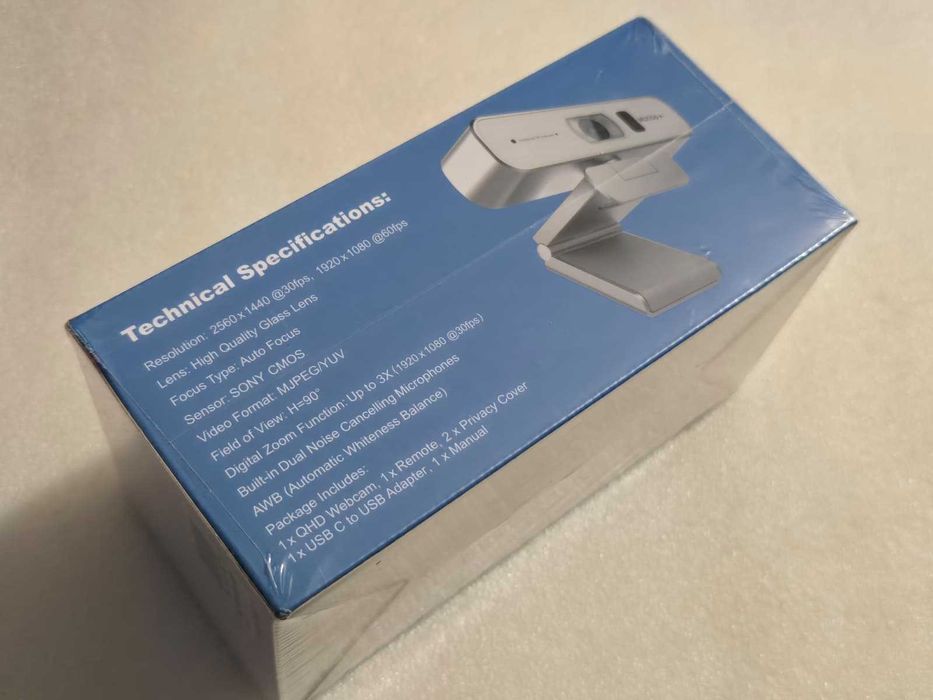 Webcam 2K QHD NexiGo N940P-Silver, AutoFocus, Microfon, Telecomandă