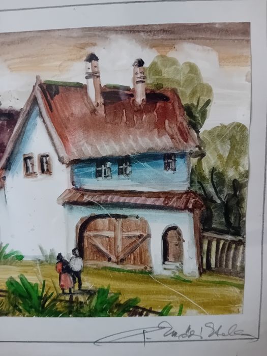 Pictură - Acuarelă - Péli Emődi Etelka: Almás - 1988