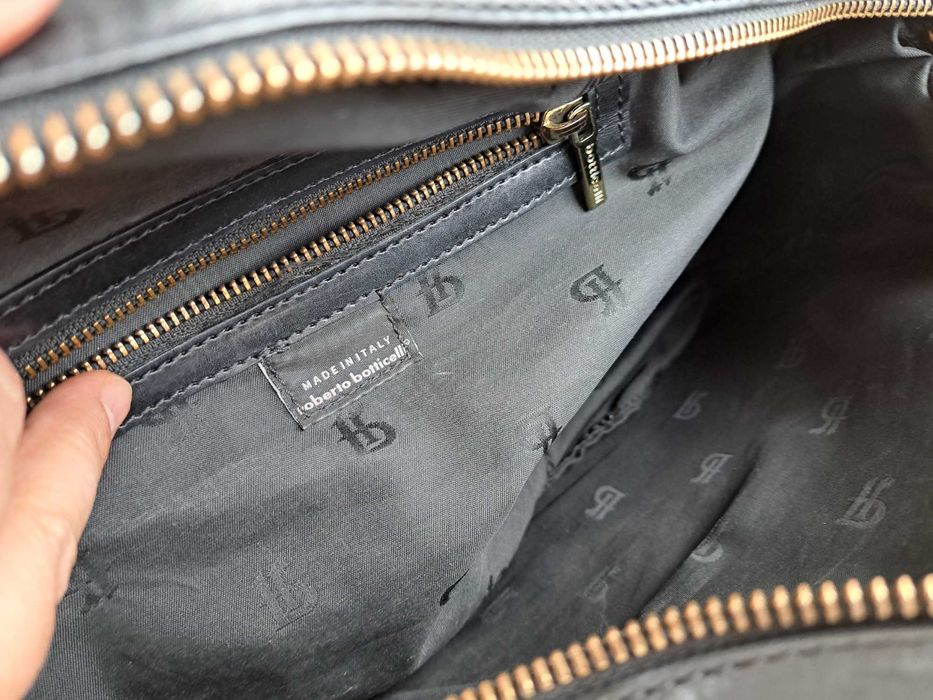 дамска чанта,черна Roberto Botticelli италианска чанта-естествена кожа