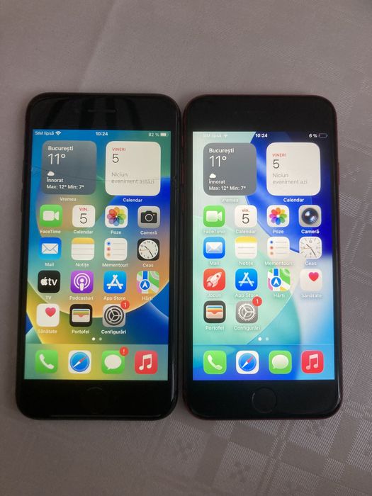 AIph.SE. Rosu baterie 80%. Iph.8 negru baterie 77%