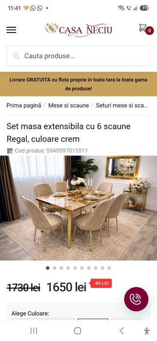 Masă cu 6 scaune