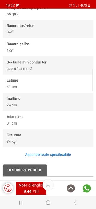 Centrala electrica, Protherm Ray 9 KE 14EU, 9 kW