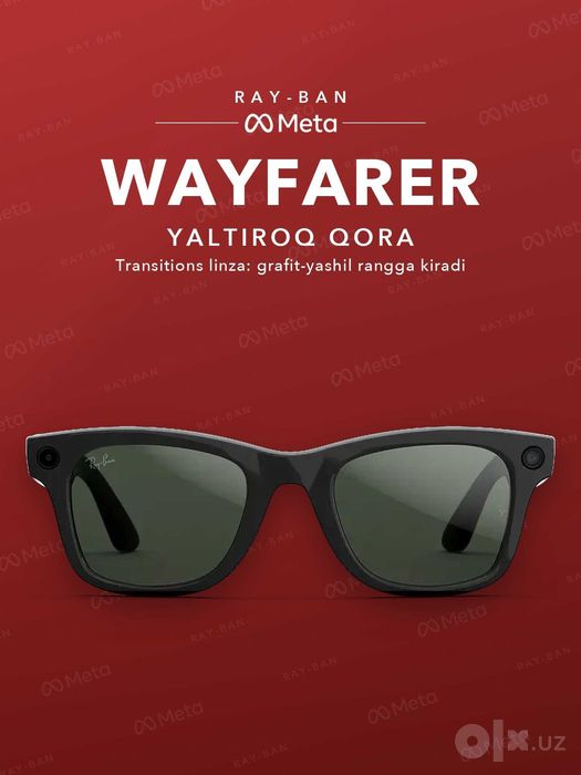 Ray-Ban Meta Wayfarer Gen 2 Shiny Black, Transitions графитово-зелёные