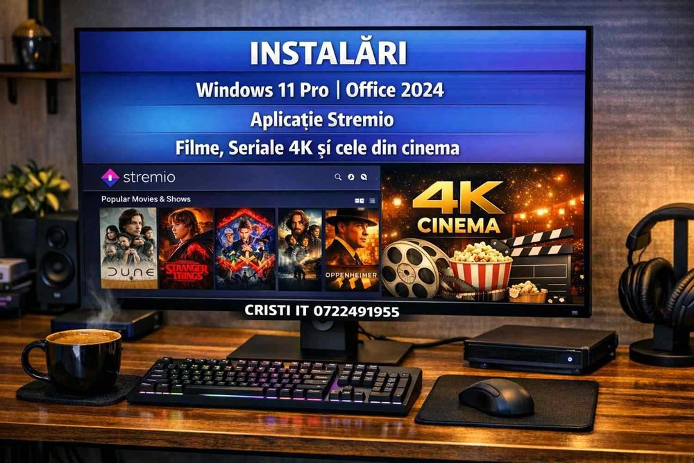 Instalare WINDOWS 11*10 Licente Drivere TV 4K Jocuri Imprimanta OFFICE 24 la domiciliul clientului