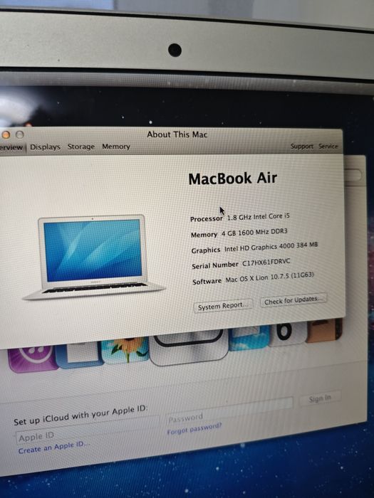 Macbook Air 13 A1466 Emc 2559 i5 / 4gb ddr3 / fara ssd