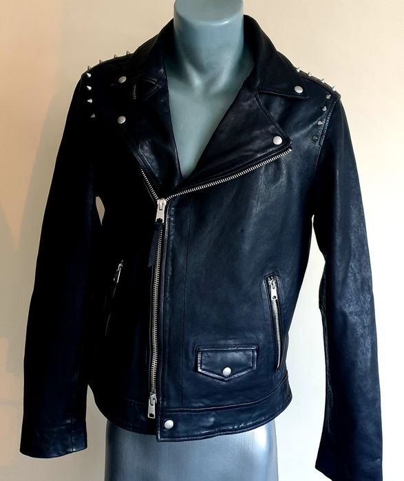 All Saints Crow Biker Leather Jacket Mens Size S ОРИГИНАЛ! Ест. кожа!