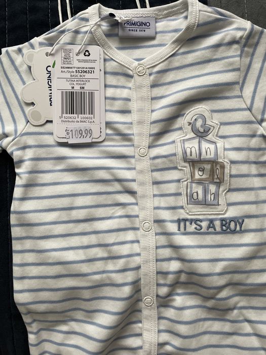 Set cadou pijamale salopeta cu picior Primigi, 6 luni, noi