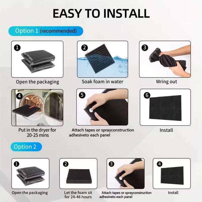 12 броя акустични Панели за шумоизолация и звукоизолация, огнеупорни