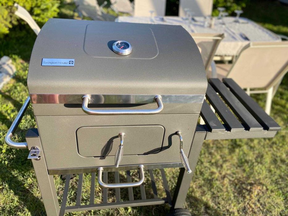 Gratar profesional, grill de fonta, roti, capac, termometru etc Nou!