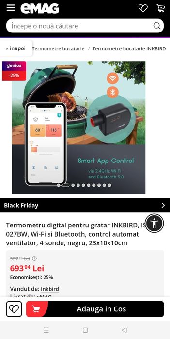 Termometru digital pentru gratar INKBIRD WFi Bluetooth Control automat