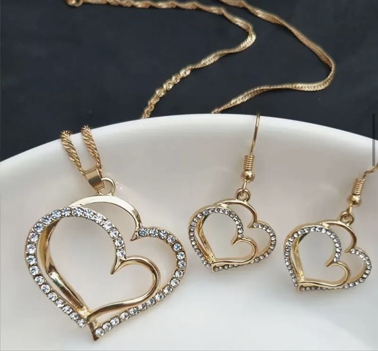 Комплект бижута - позлатено с 14к златно покритие - колие обеци гривна