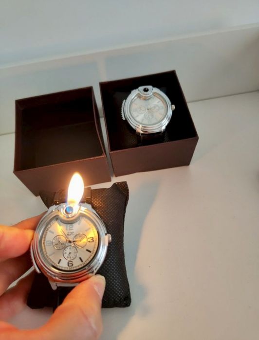 Ceas bărbați cu bricheta, ceas curea din silicon nou