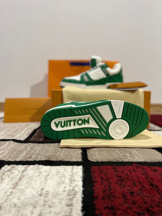 Louis Vuitton Trainer Green Monogram Denim White