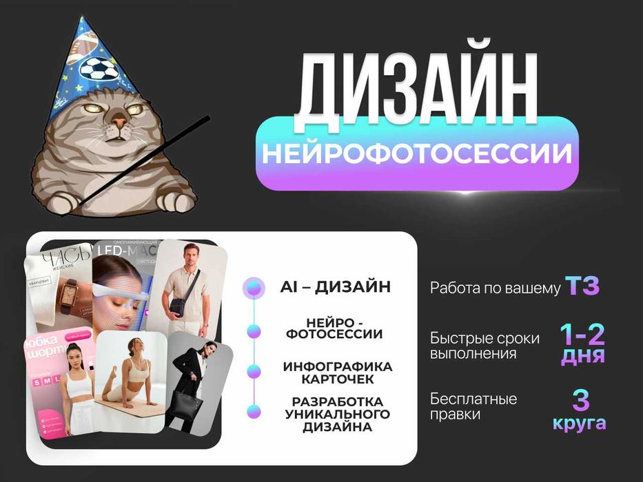 Ии нейрофотосессия и инфографика для маркетплейсов: Uzum, WB, Ozon