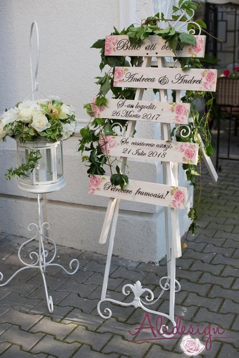 Decoratiuni nunti: fete masa, stalpi, huse, copacei, farfurii, etc