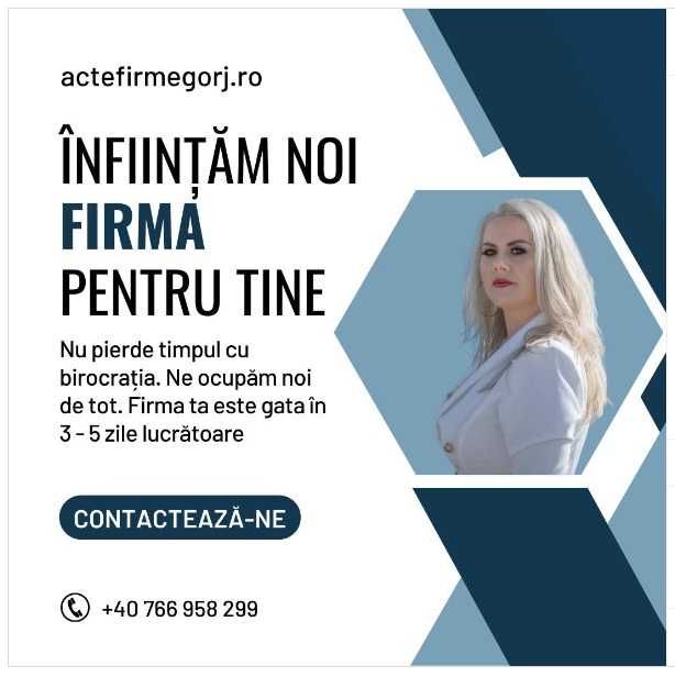 Înființări, modificări, radieri firme: SRL/PFA/I.I, ștampile