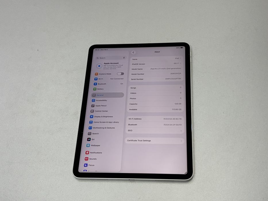 Ipad Pro 11, 2020,( 2nd Gen), 128 GB, WiFi, Silver