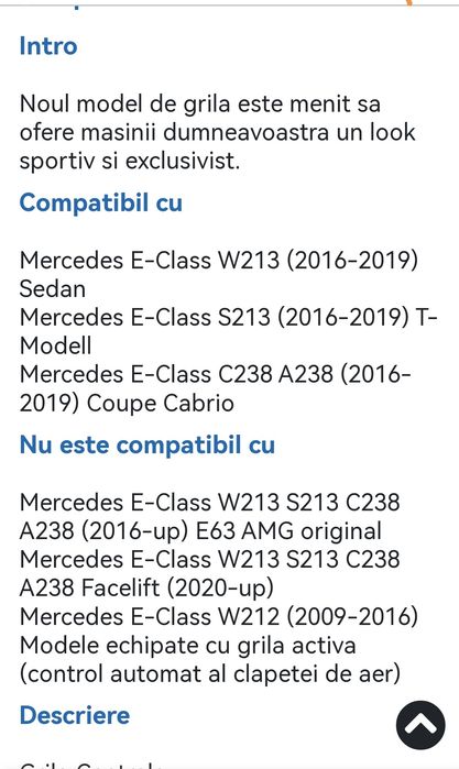 Grila centrala Mercedes-Benz W213