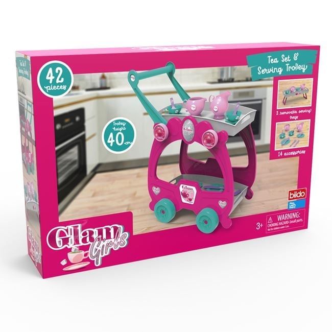 Детска количка за сервиране със сервиз за кафе или чай-41 части