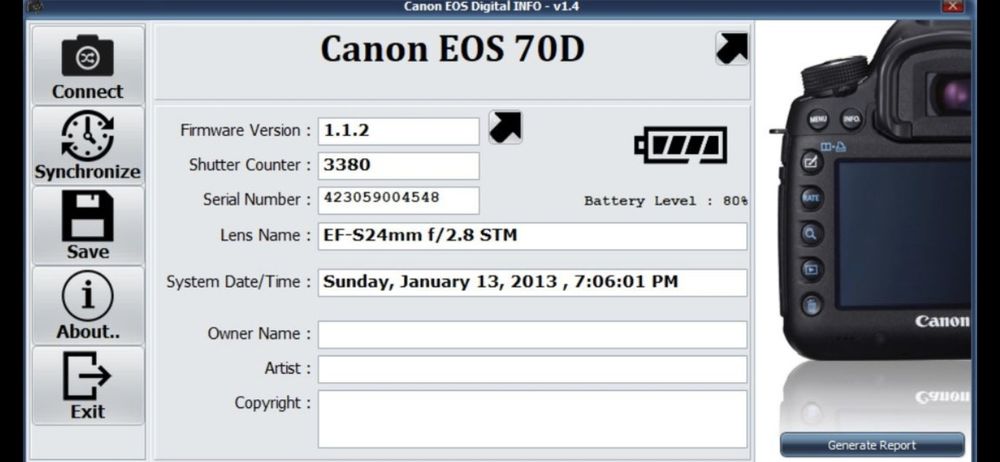 Canon 70d -3300 cadre