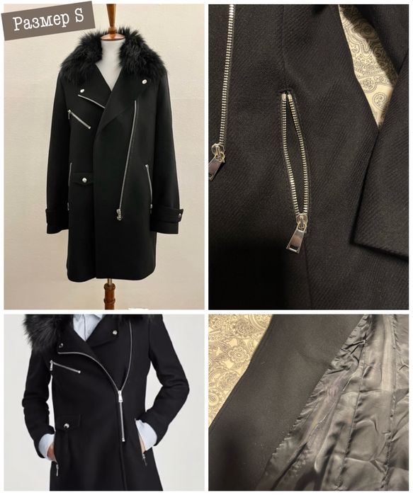 Дамско палто Zara с вълна размер S и М вълнено палто с яка