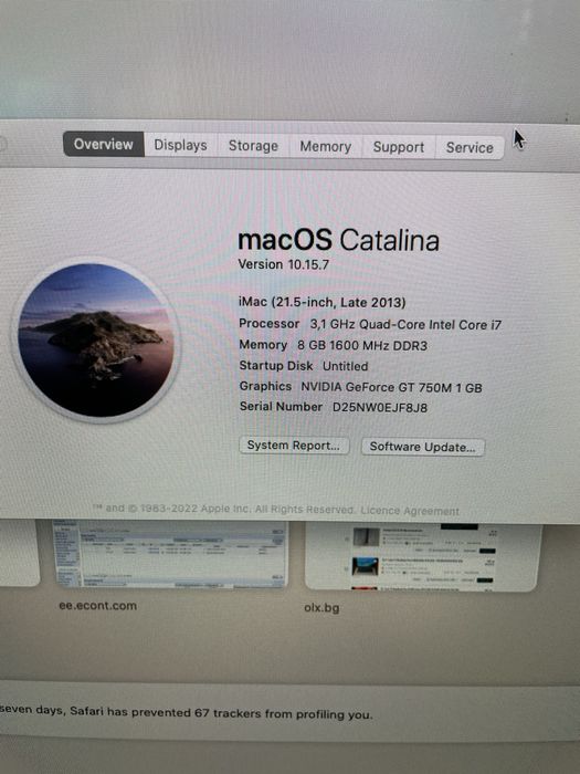 21,5"Apple iMac "Core i7" 3.1 (Late 2013) - i7/8GB RAM/256GB SSD
