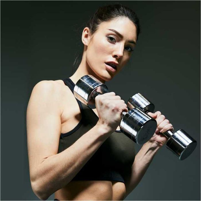 Set de 2 Gantere cromate cu greutate fixa 18 KG - 2 x 9 KG