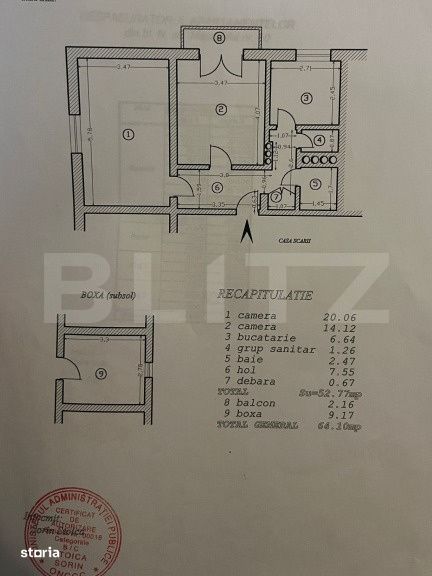 Apartament 2 camere, 64.10 mp, zona Copou