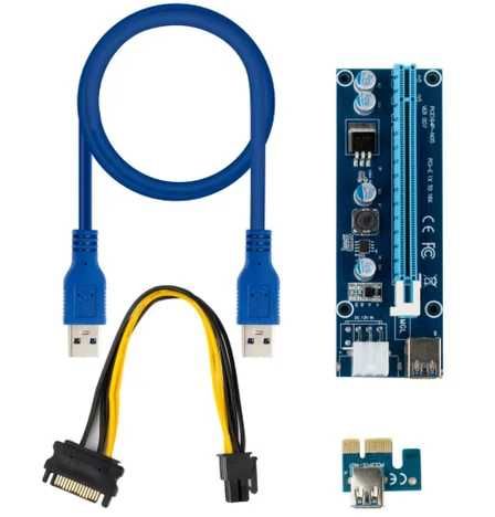Riser / Райзер PCIE 1x - 16x, 6 PIN, версия 006c