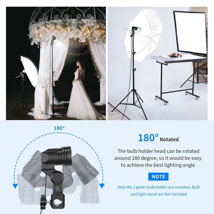 2бр. Универсален държач за лампа. E27. Фото. Софтбокс, дифузен чадър.