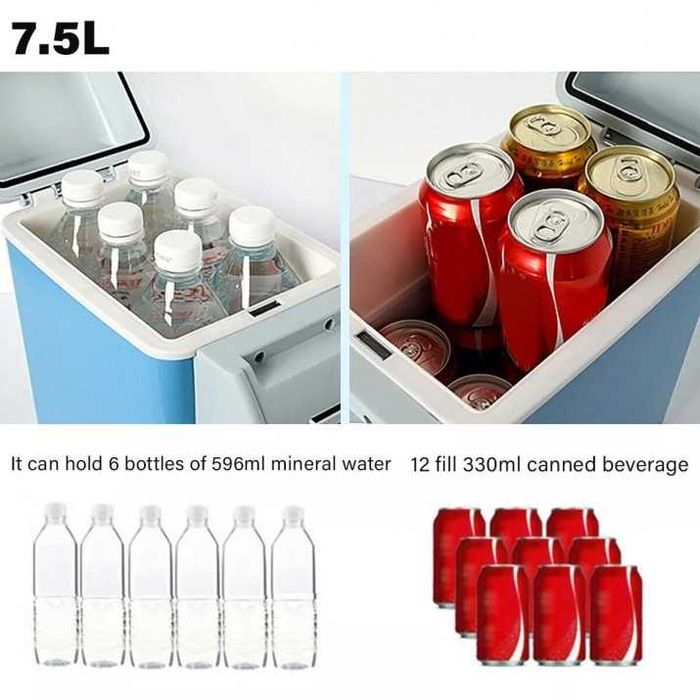 Електрическа хладилна кутия 7.5 литра със затопляне за автомобил, 12V