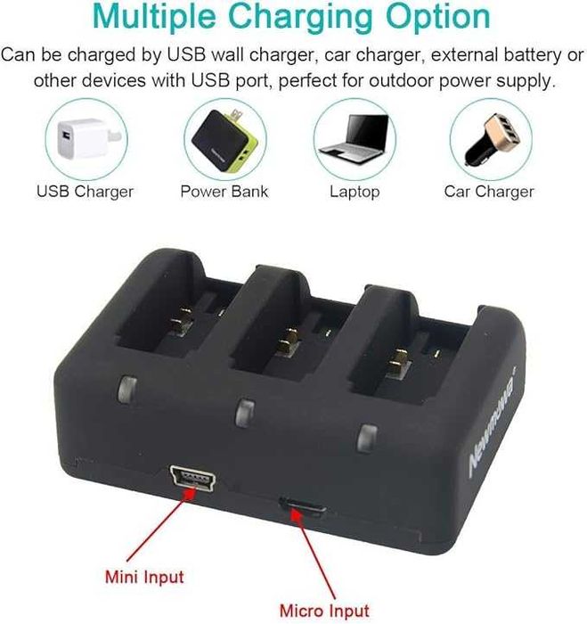 Newmowa 3 акумулаторни батерии AHDBT-401 и зарядно за Gopro камери