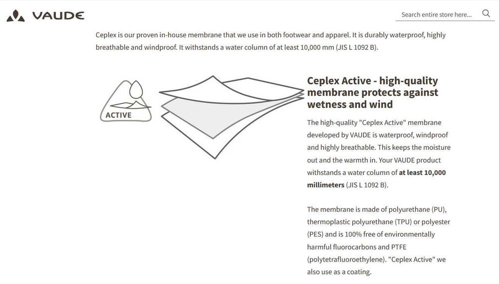 Яке Vaude - Мембрана, Ceplex Active, Gore-Tex, ултра леко - Размер L