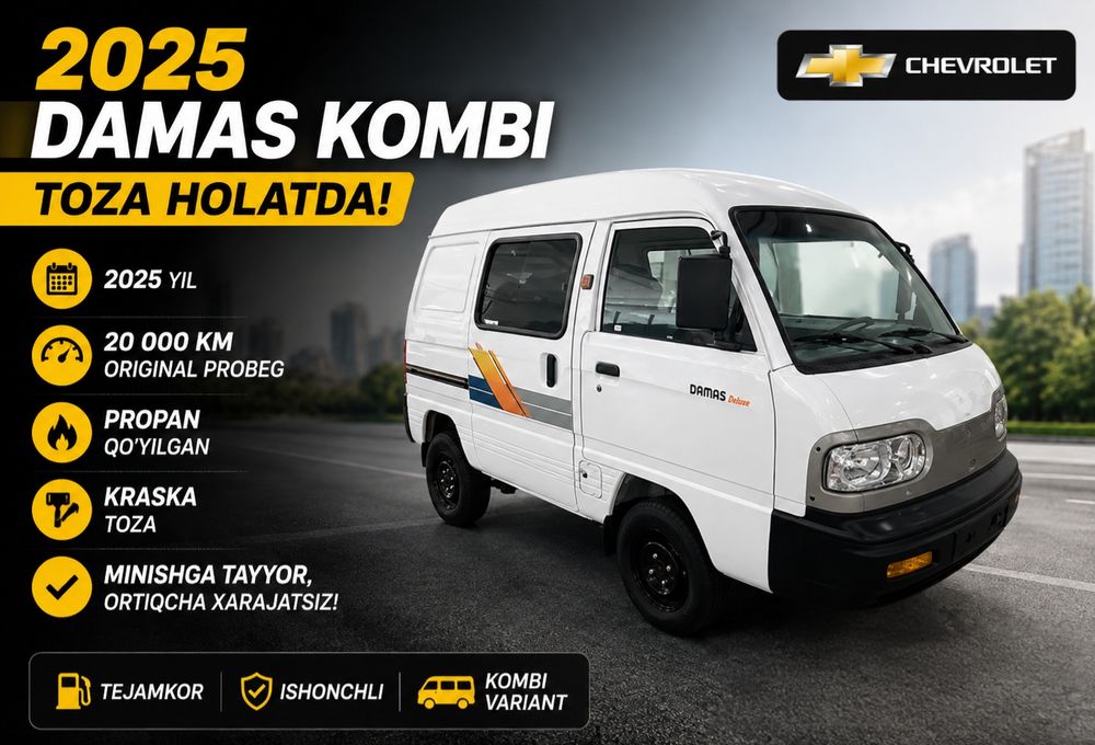 Sarlavha: 2025 Chevrolet Damas Kombi | 20 000 km | Propan | Toza holat