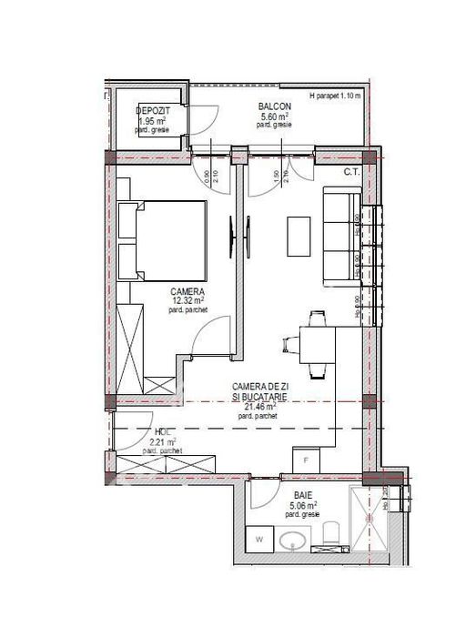 Apartament cu 2 camere si balcon la etajul 1 zona Lacul lui Binder