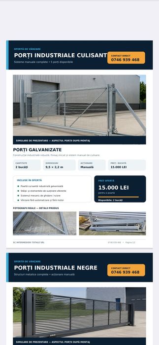 Vând porți, industriale. Galvanizate. La cel mai mic preț?
