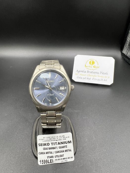 Ceas Seiko Titanium quartz curea metal cod 16192
