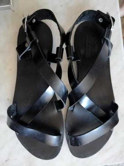 Дамски кожени сандали/ ръчна изработка/ черни