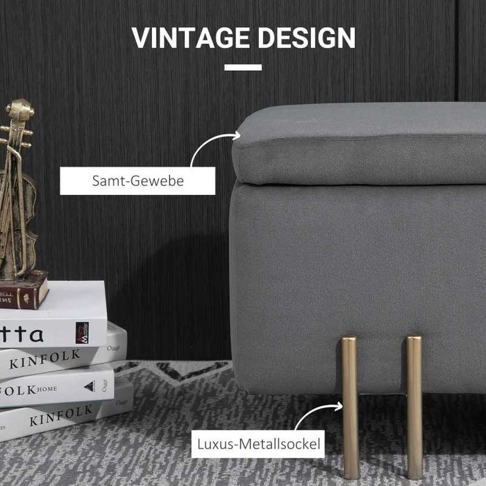 Пейка за съхранение HOMCOM, с кадифен вид, Скрин за съхранение с метални крака, 100 x 40 x 42 см