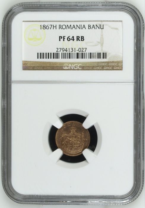 Moneda 1 banu 1867 Gradat NGC 64 bani vechi bancnote