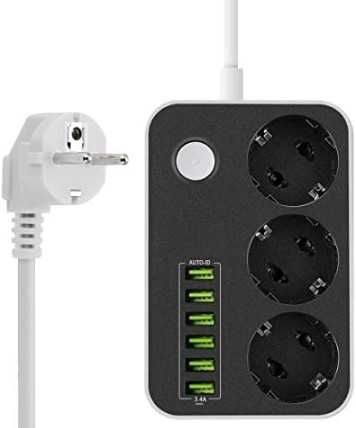 Мултифункционален USB разклонител за контакт 9в1 2метра