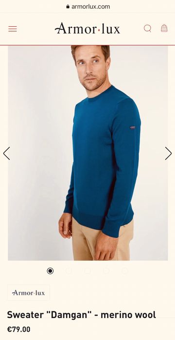 100% вълна Armor Lux Damgan Pullover ОРИГИНАЛЕН мъжки пуловер - М