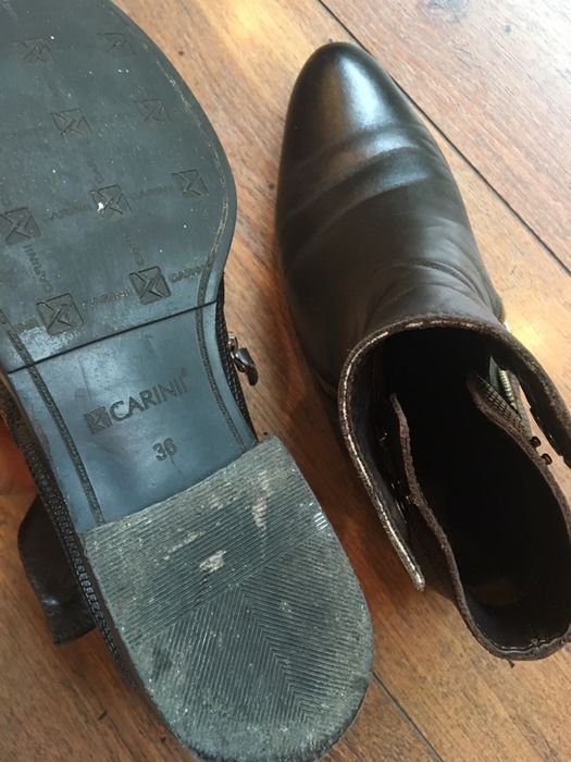 Botine scurte din piele maro inchis marimea 36