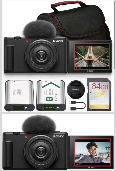 Sony ZV-1F Mirrorless Camera with 20mm Lens & Battery (Black) Bundle
