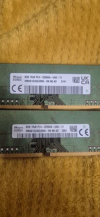 Продам Озу DDR4 МГц 3200 на 8gb цена за 2шт
